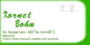 kornel bohm business card