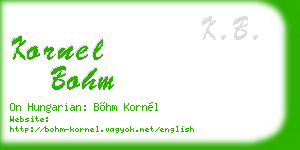kornel bohm business card